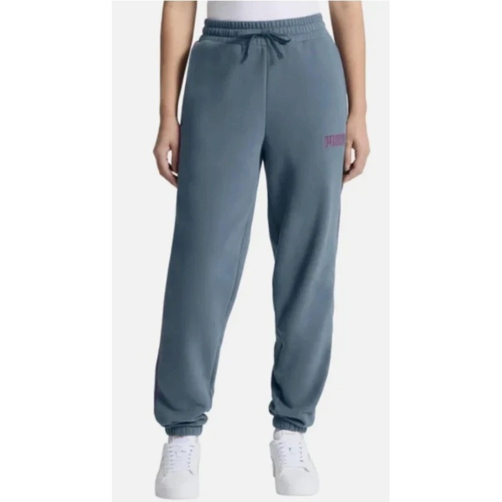 PUMA Womens Blue Fleece Jogger Sweatpants Pockets Activewear Small NEW